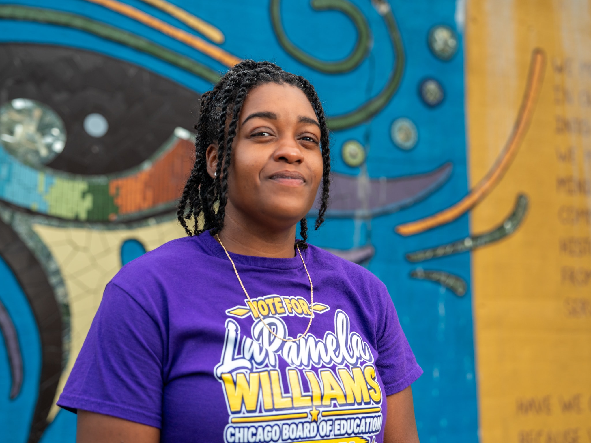 Campaign portrait — mural backdrop